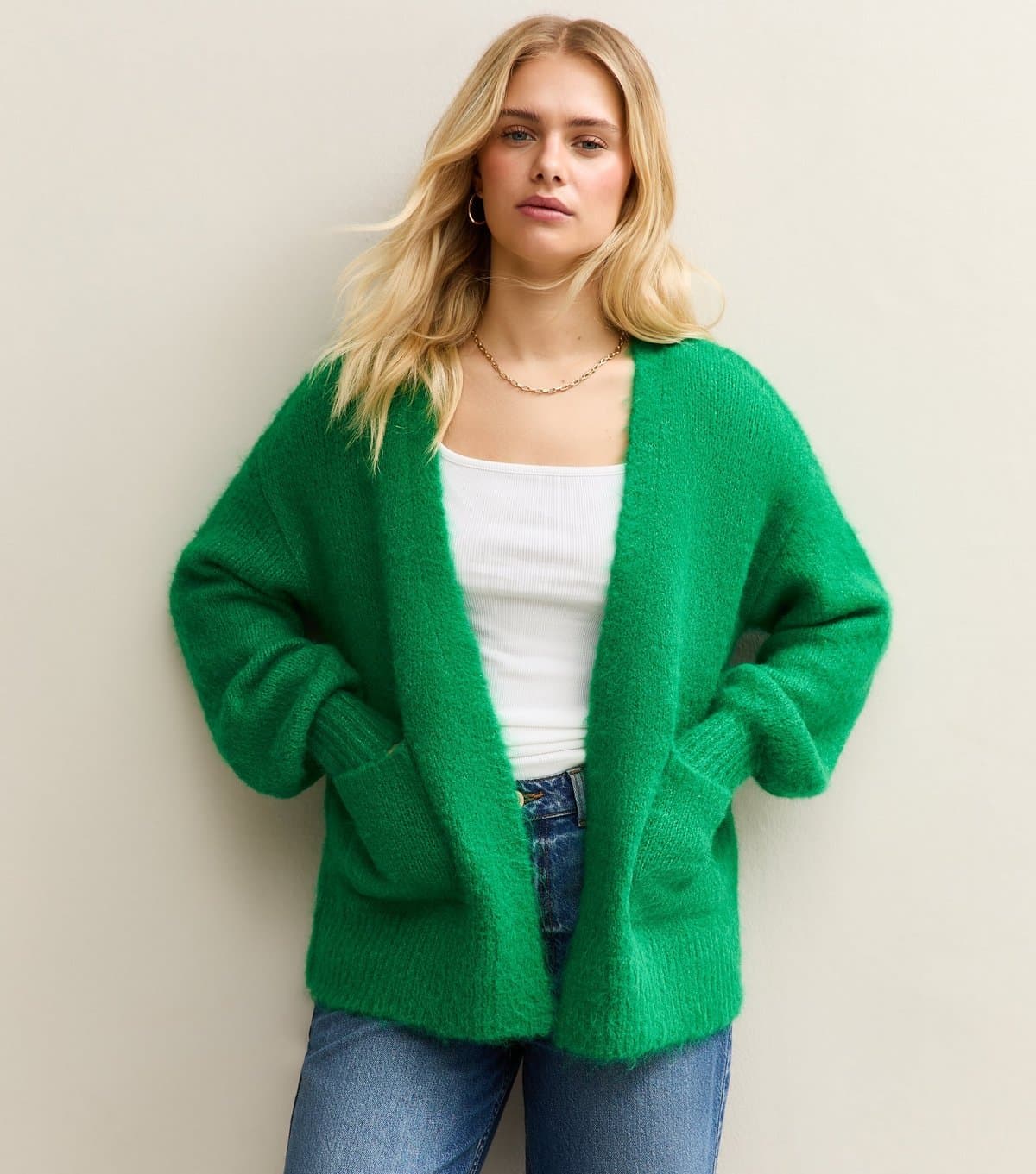 Sunshine Soul Women's Mid Green Open Front Cardigan Sunshine Soul New Look
