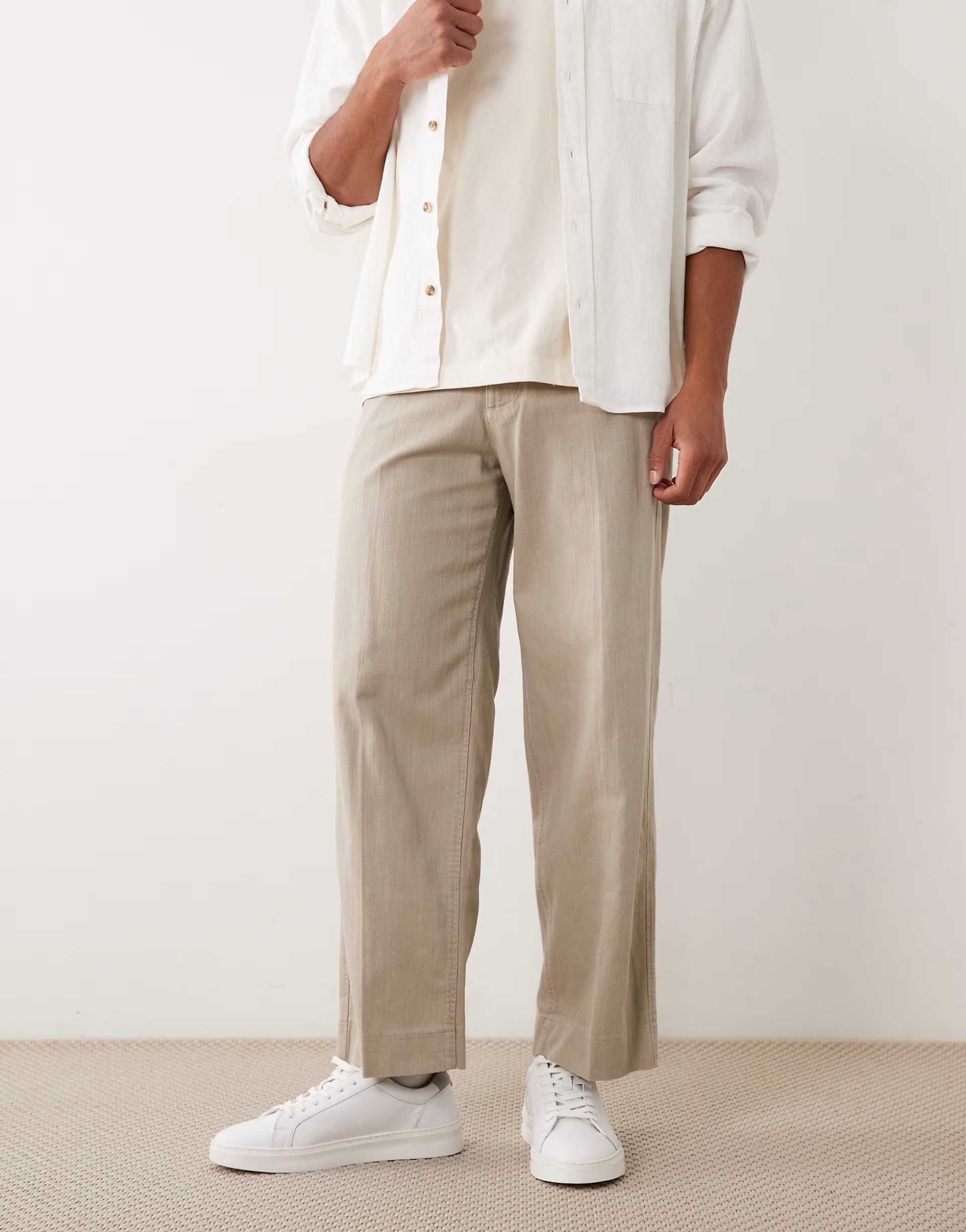 ASOS Abercrombie & Fitch smart baggy pull on trousers in green - 1