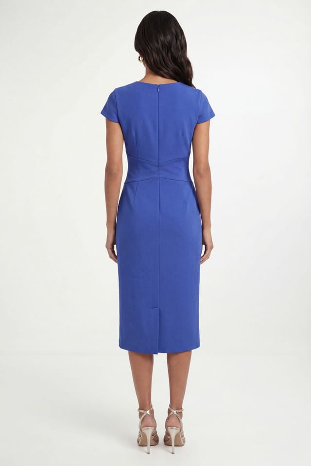 Wallis Wallis Women's Scuba Crepe Wrap Waist Midi Dress in Cobalt - 2