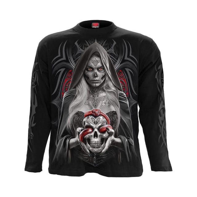 Spiral Direct Spiral Direct Men's High Priestess Back & Sleeve Print Long-Sleeved T-Shirt in Black - 2