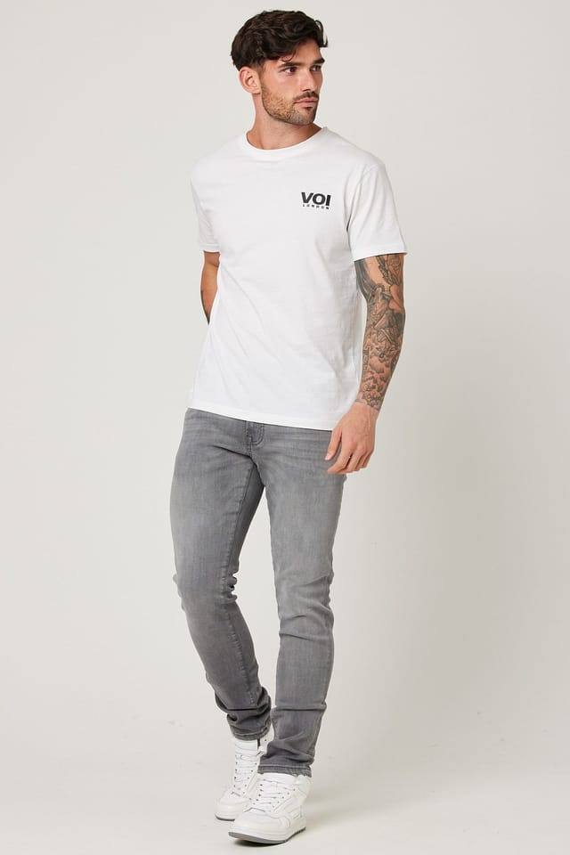 Voi London Voi London Men's Taper Fit Stretch Jeans in Grey - 2