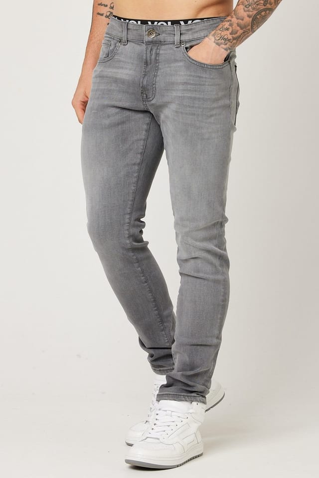 Voi London Voi London Men's Taper Fit Stretch Jeans in Grey - 3