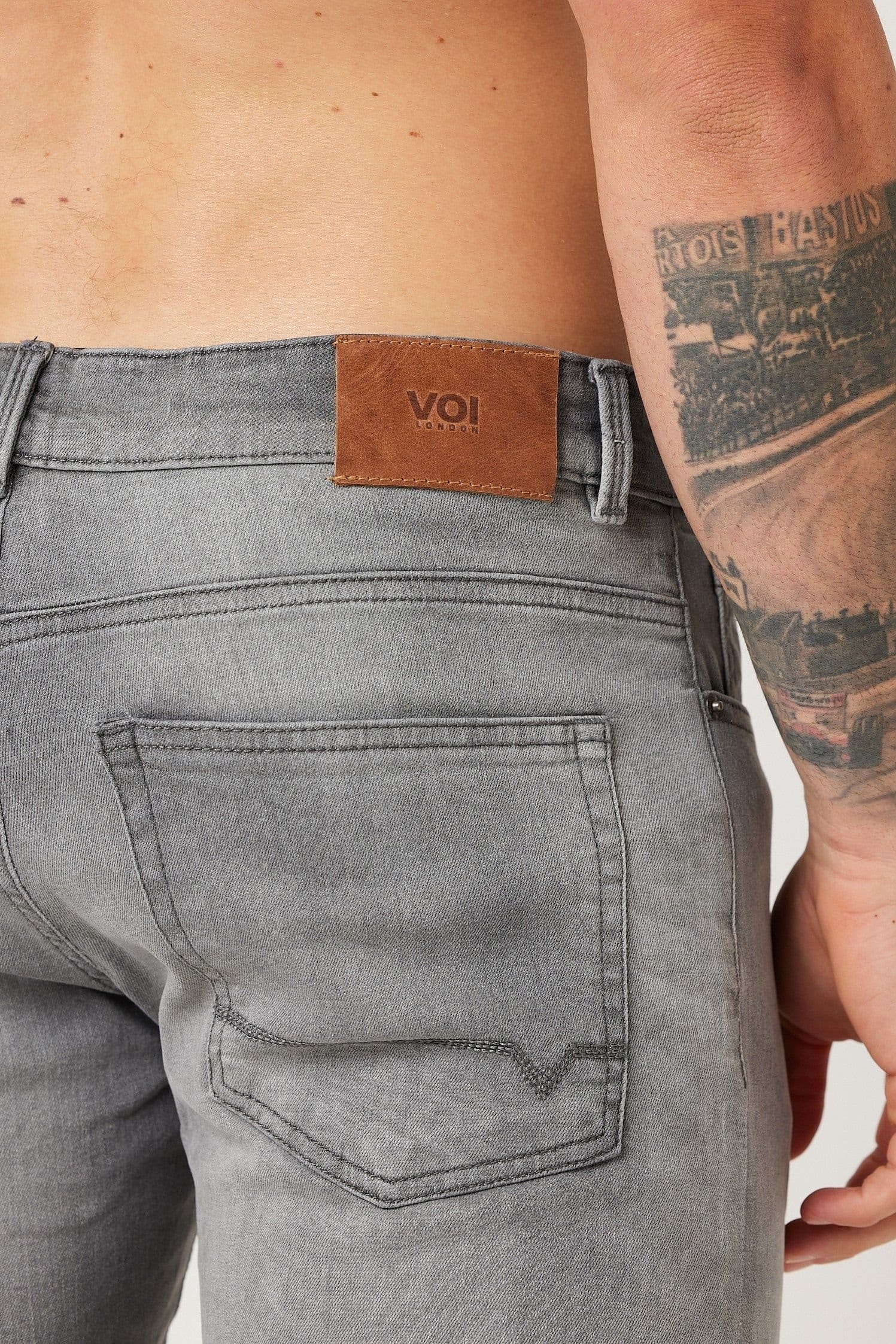 Voi London Voi London Men's Taper Fit Stretch Jeans in Grey - 4