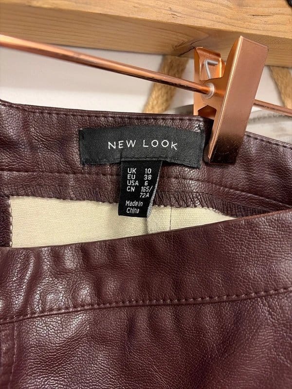 New Look Burgundy Leather-Look High-Waisted Skinny Trousers