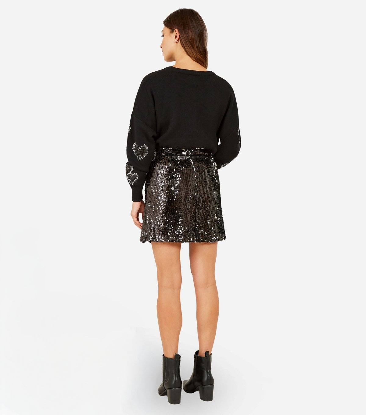 Yumi Women's Black Sequin Mini Skirt Yumi New Look - 3