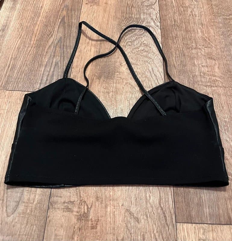 New Look Leather look stretchy bralette size 12