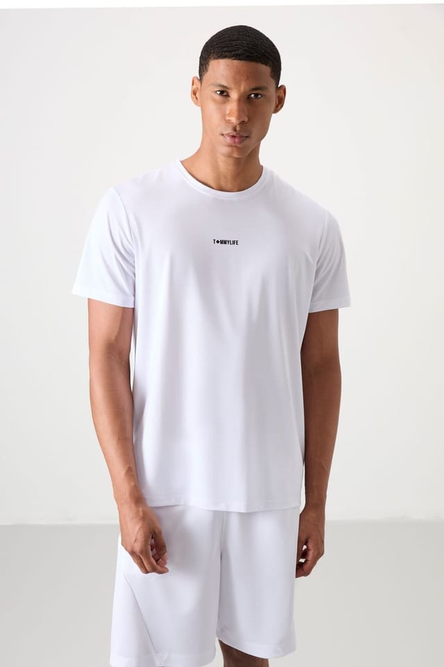 Tommy Life Tommy Life Men's Regular Fit Logo Jersey T-Shirt in White - 2