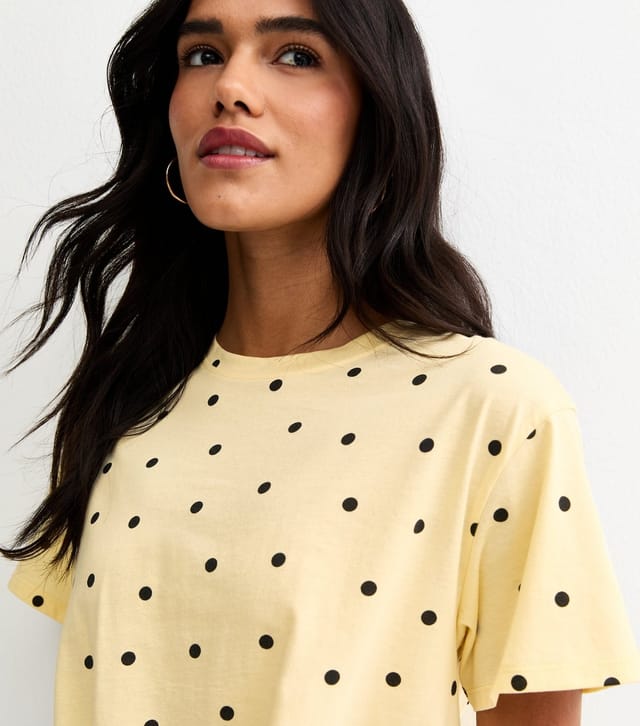New Look Women's Yellow Polka Dot Tie Front Top New Look - 2