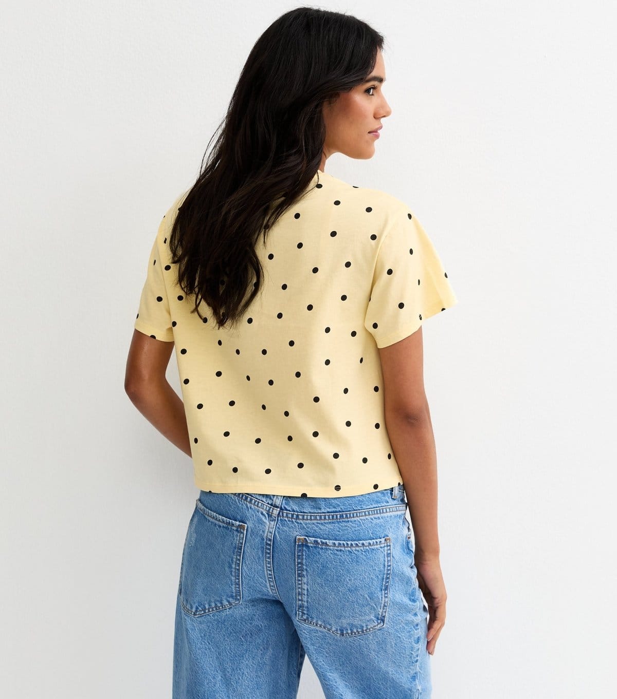 New Look Women's Yellow Polka Dot Tie Front Top New Look - 4