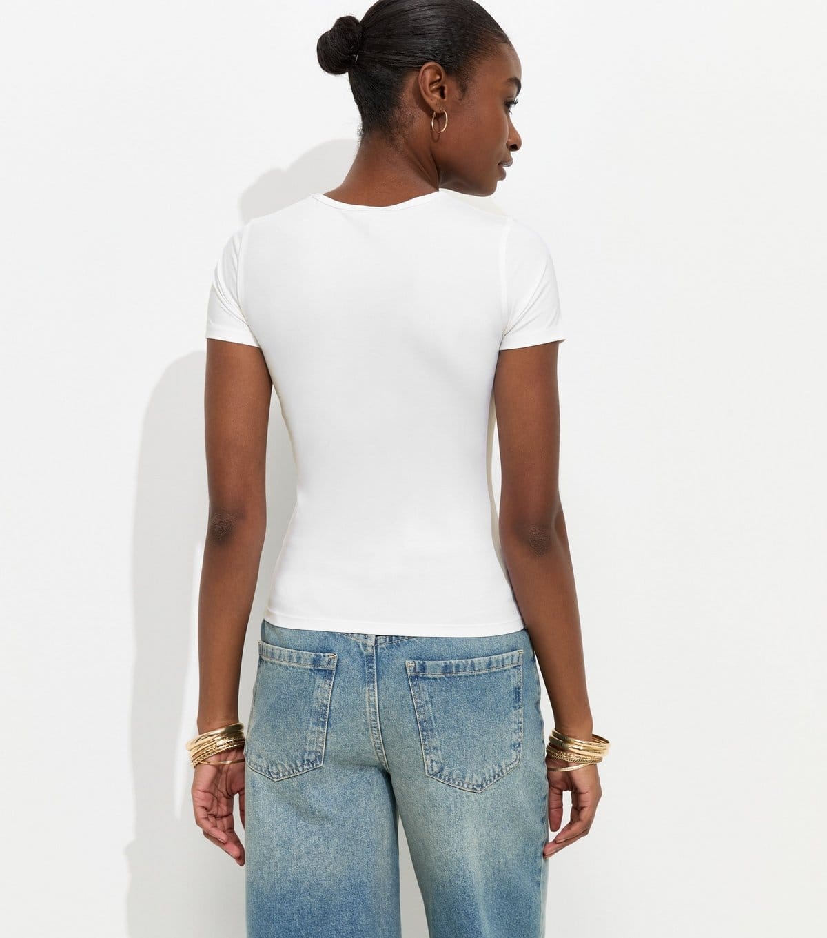 New Look Women's Off White Jersey Longline Crew Neck T-Shirt New Look - 4