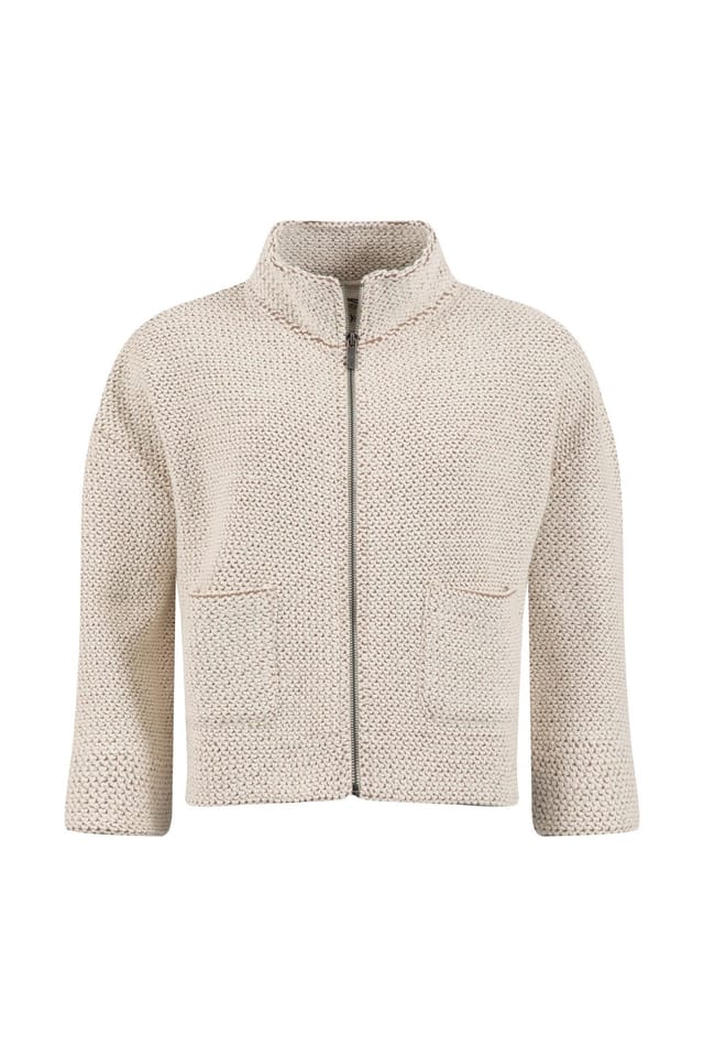 Weird Fish Weird Fish Women's Emily Full Zip Cropped Macaroni Sweatshirt Jacket in Ecru - 2