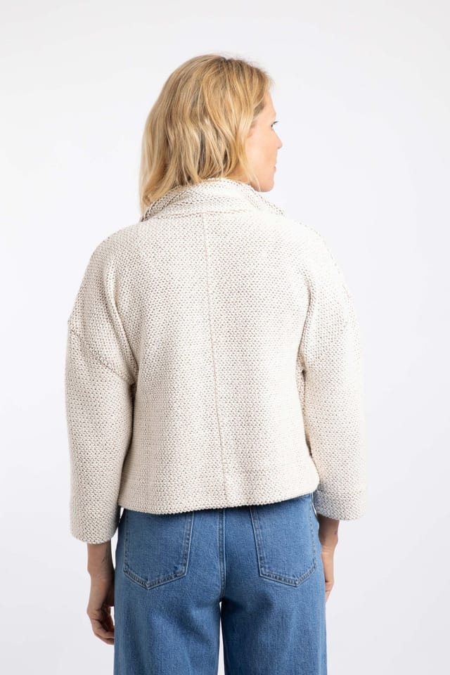 Weird Fish Weird Fish Women's Emily Full Zip Cropped Macaroni Sweatshirt Jacket in Ecru - 3