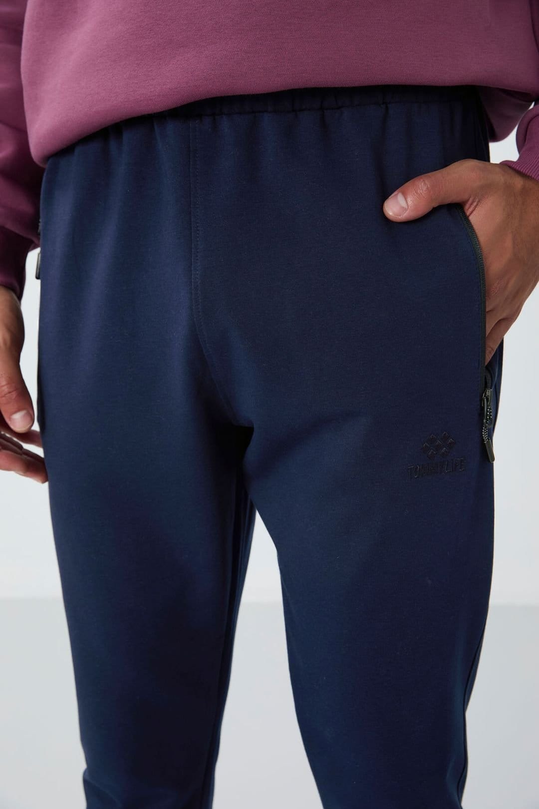 Tommy Life Tommy Life Men's Jogger Sweatpants With Zip Pocket in Navy - 4
