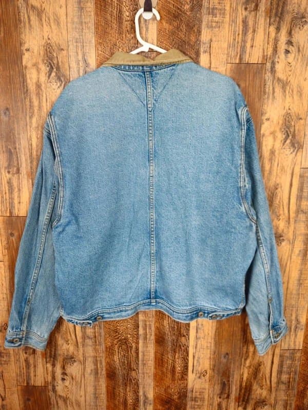 Tommy Hilfiger Vintage Tommy Hilfiger Denim Jacket – Crest Logo – Cord Collar – Size L – 90s Classic
