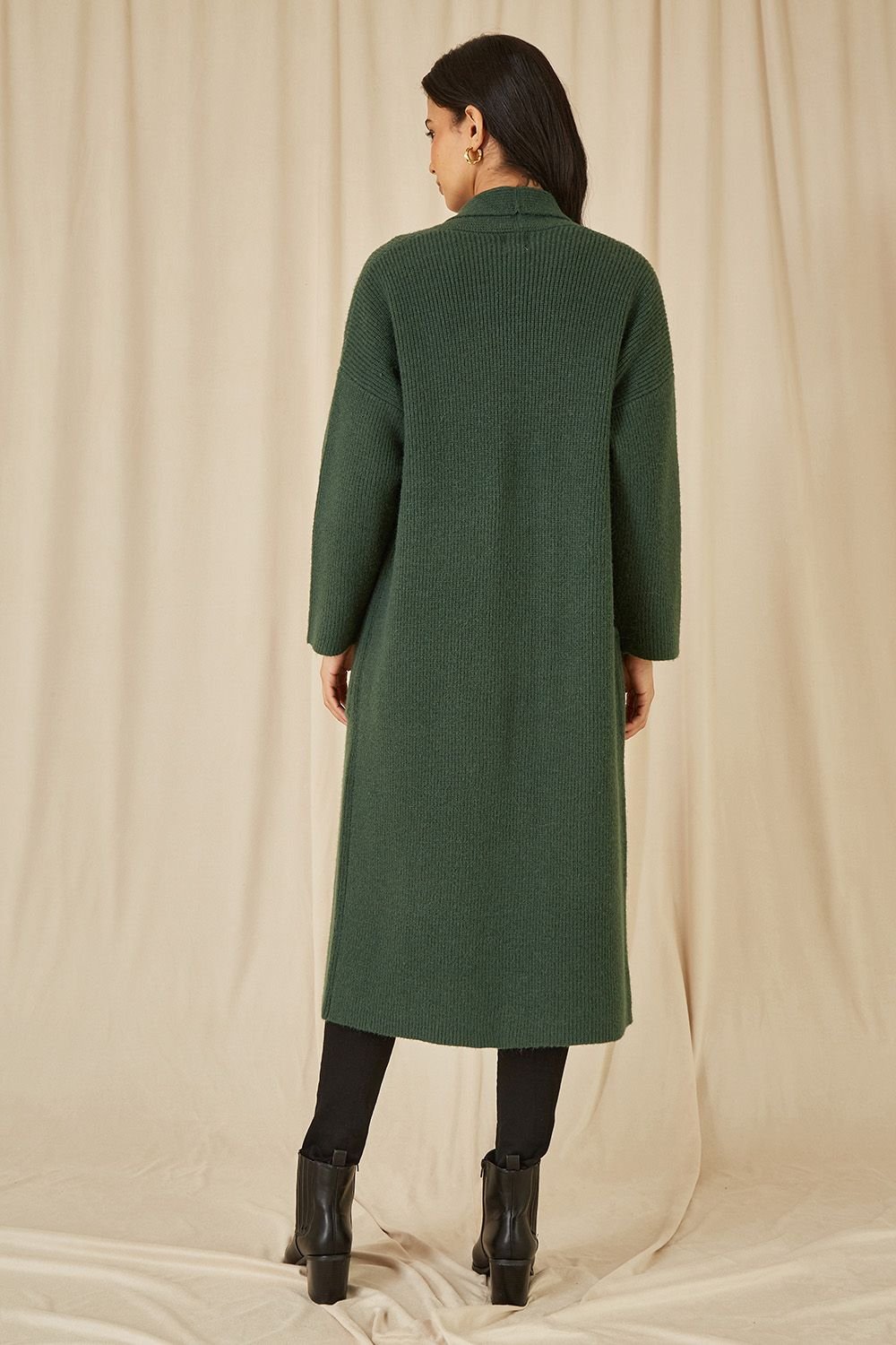 Yumi Yumi Women's Green Knitted Maxi Cardigan With Pockets - 4