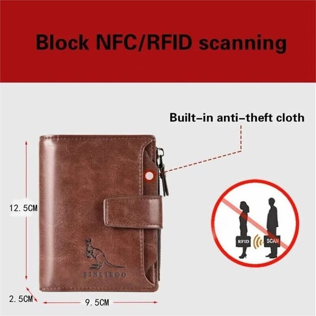 Nordara Nordara Men's Brown Designer Leather Wallet RFID Safe Contactless Card - 3