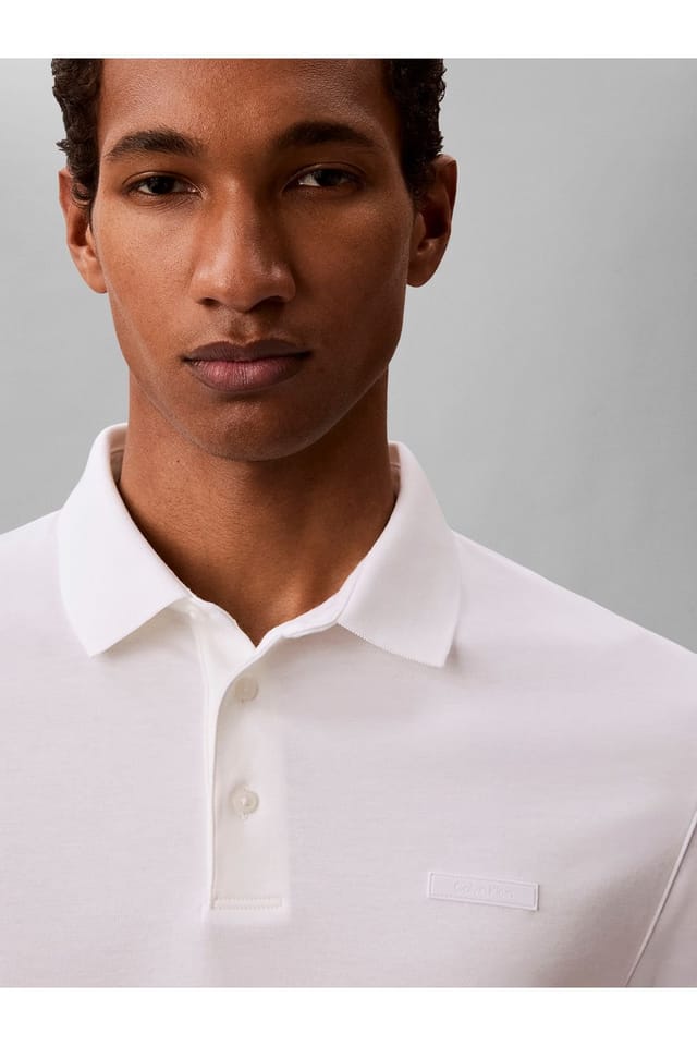 Calvin Klein Calvin Klein Men's Ss Slim Supima Logo Patch Polo Bright White - 2