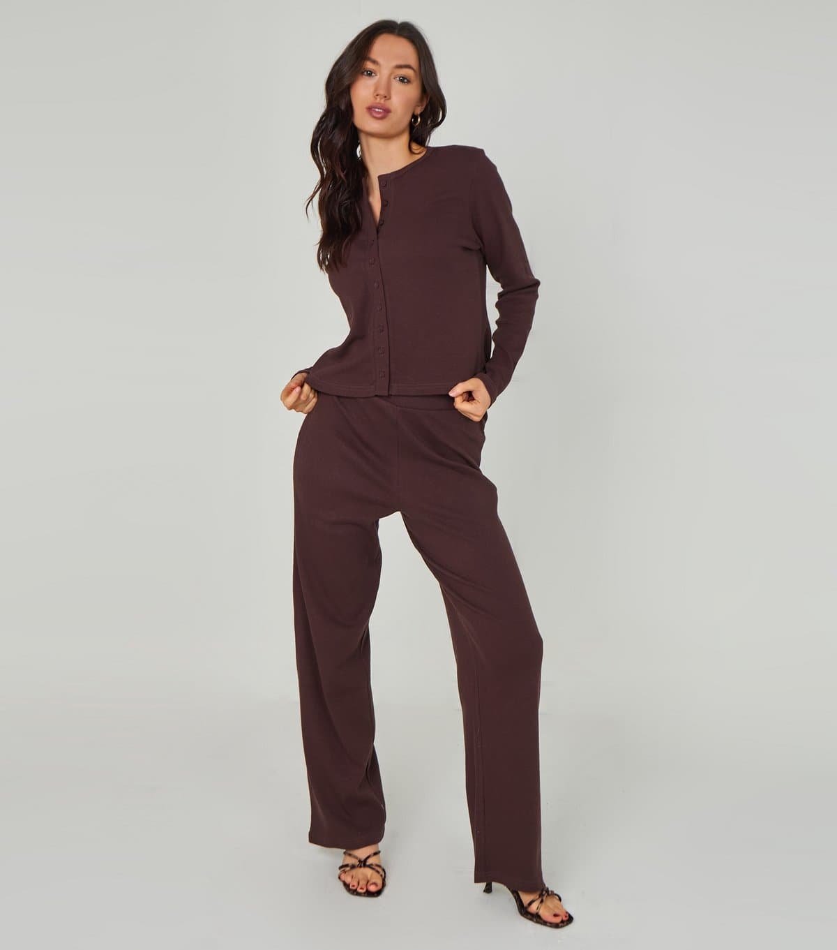 Urban Bliss Women's Brown Long Sleeve Button Front Top Urban Bliss New Look