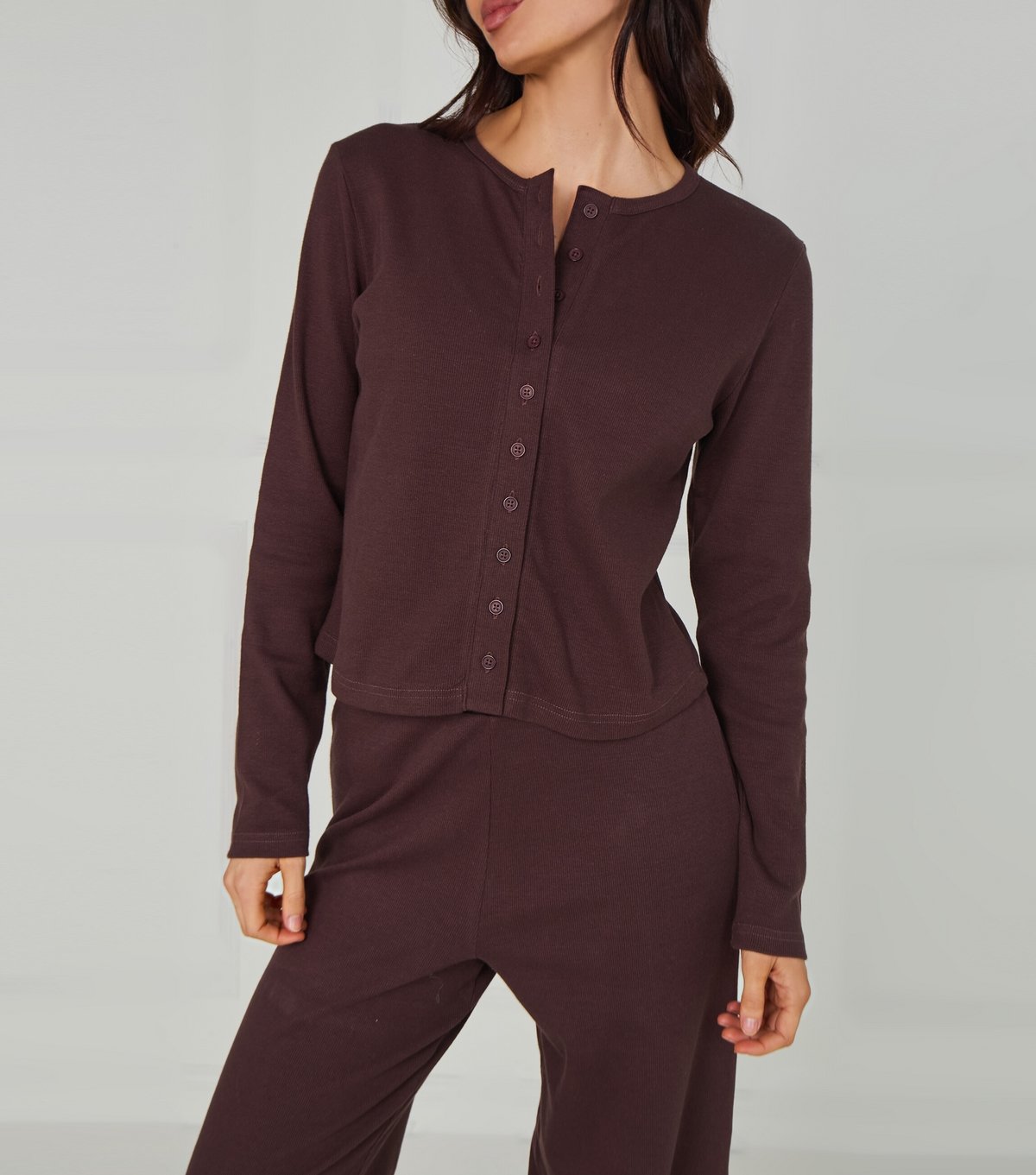 Urban Bliss Women's Brown Long Sleeve Button Front Top Urban Bliss New Look - 3