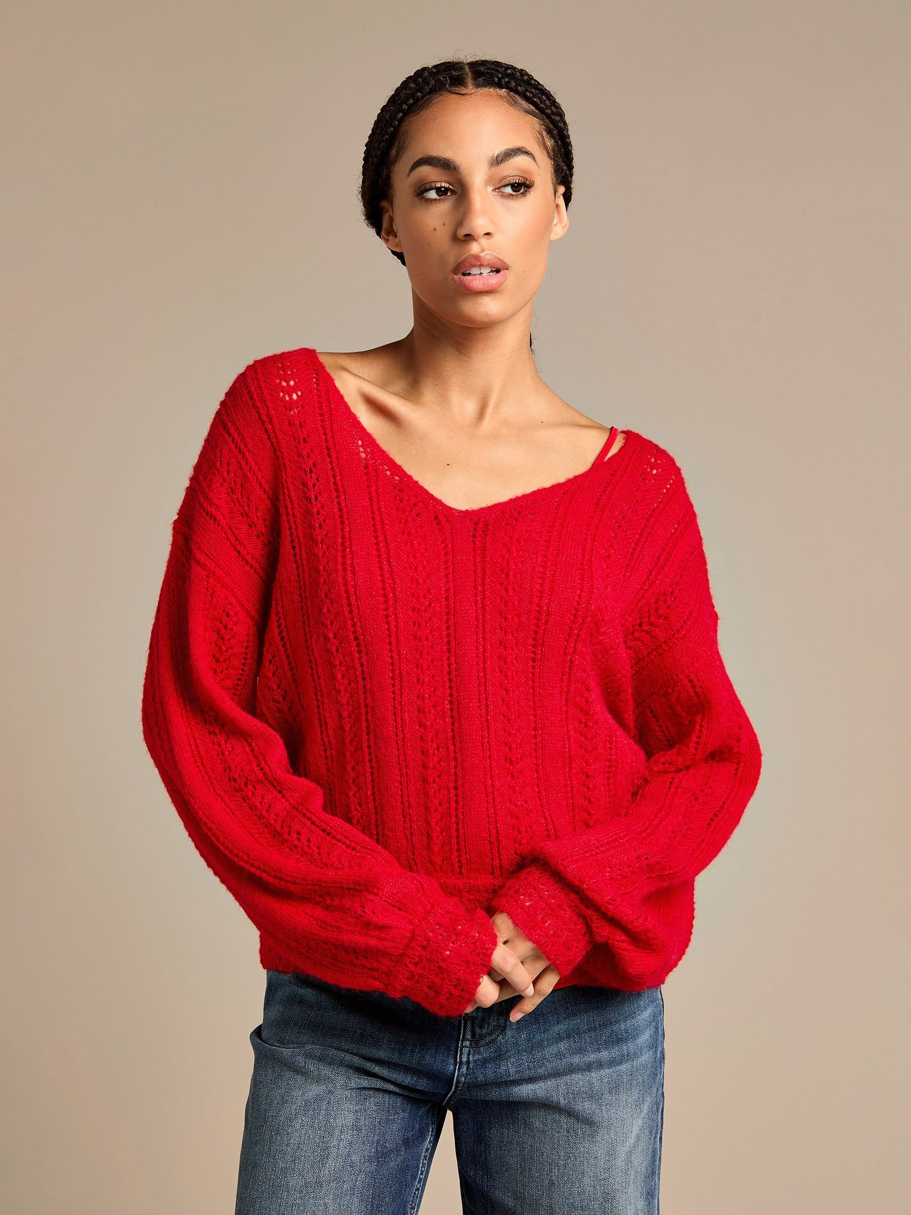 GWD by GEORGE W. DAVIES GWD by GEORGE W. DAVIES Women's GWD Arla-Bailey Red Wool Knit Top - 3