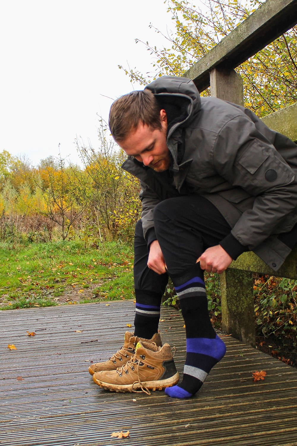 Peninsula Peninsula Men's 3 Pack Cushioned Anti Blister Dual Layer Hiking Socks in Grey - 3