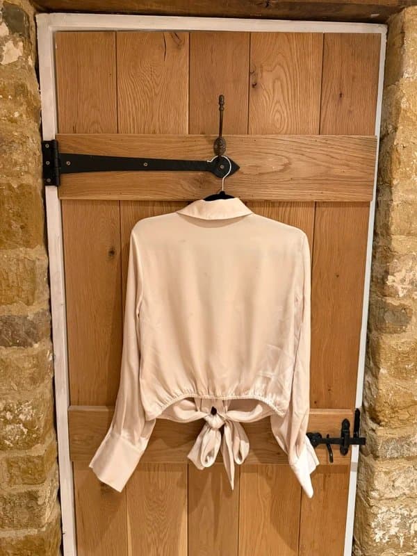 Topshop Topshop Cream Tie Front Blouse Size 10 Satin Style Shirt