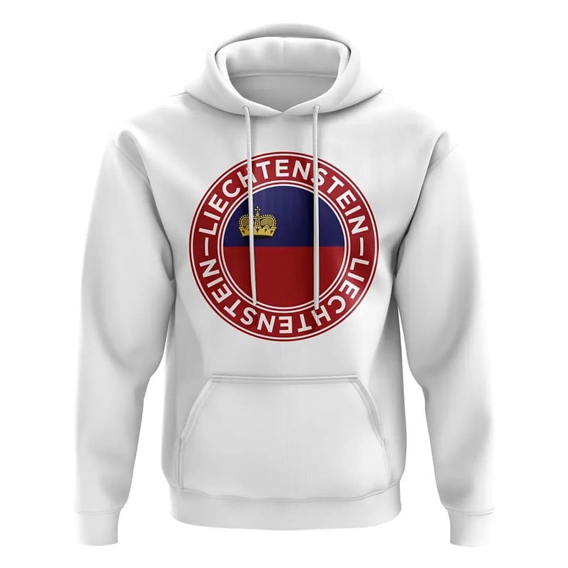 Leichtenstein Leichtenstein Men's Mens Liechtenstein Football Badge Hoodie White - 1