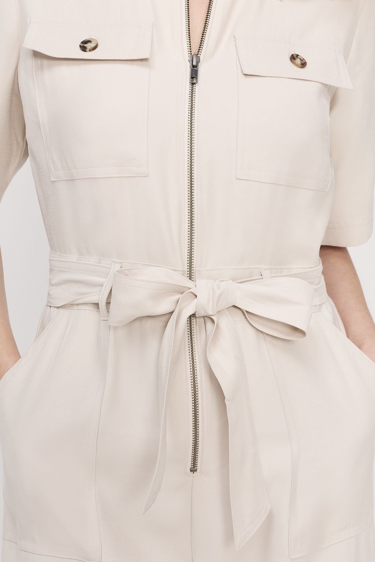 Finery London Finery London Women's Marie Wide Leg Cropped Jumpsuit in Light Beige - 4