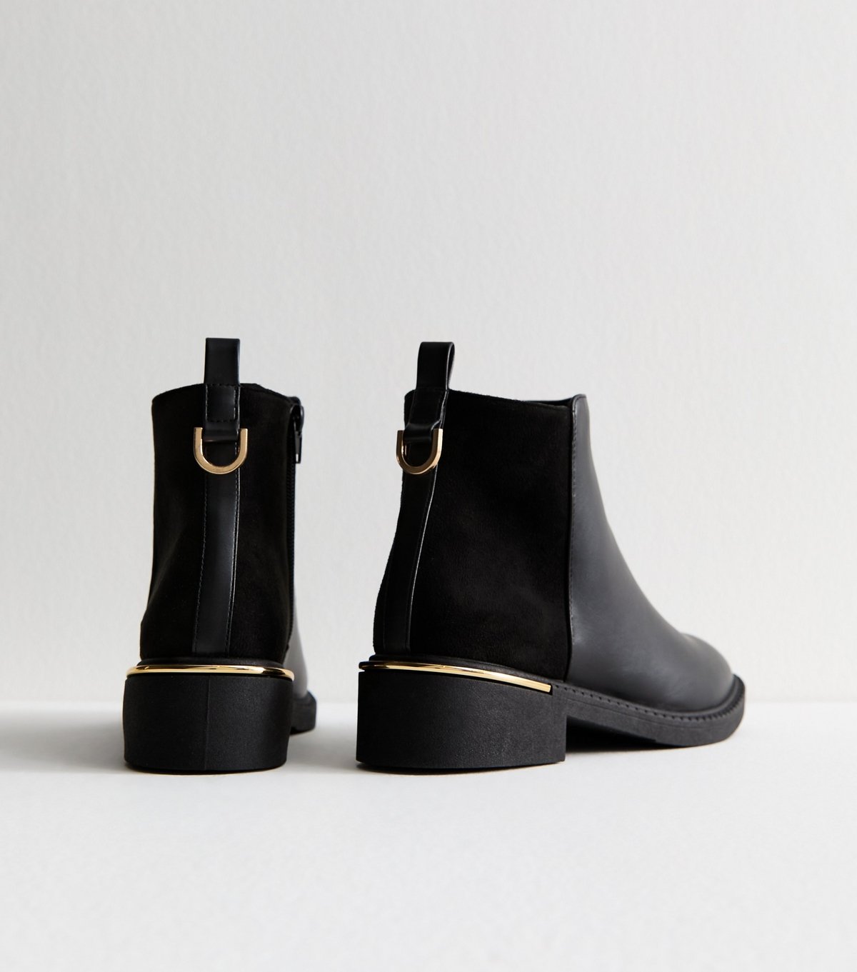 New Look Women's Black Faux Leather Metal Trim Chelsea Boots Vegan New Look - 4