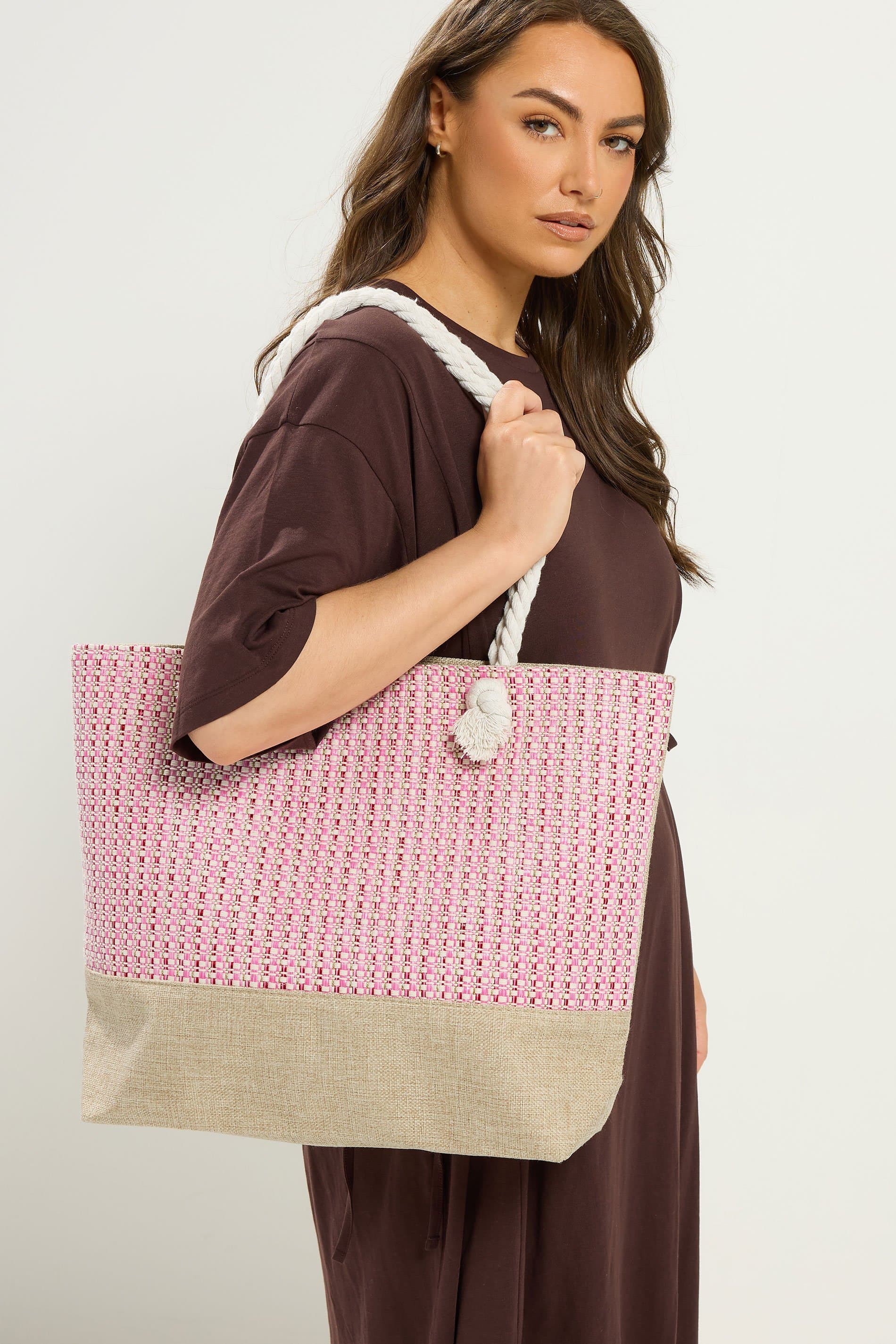 Yours Pink Tweed Look Tote Bag