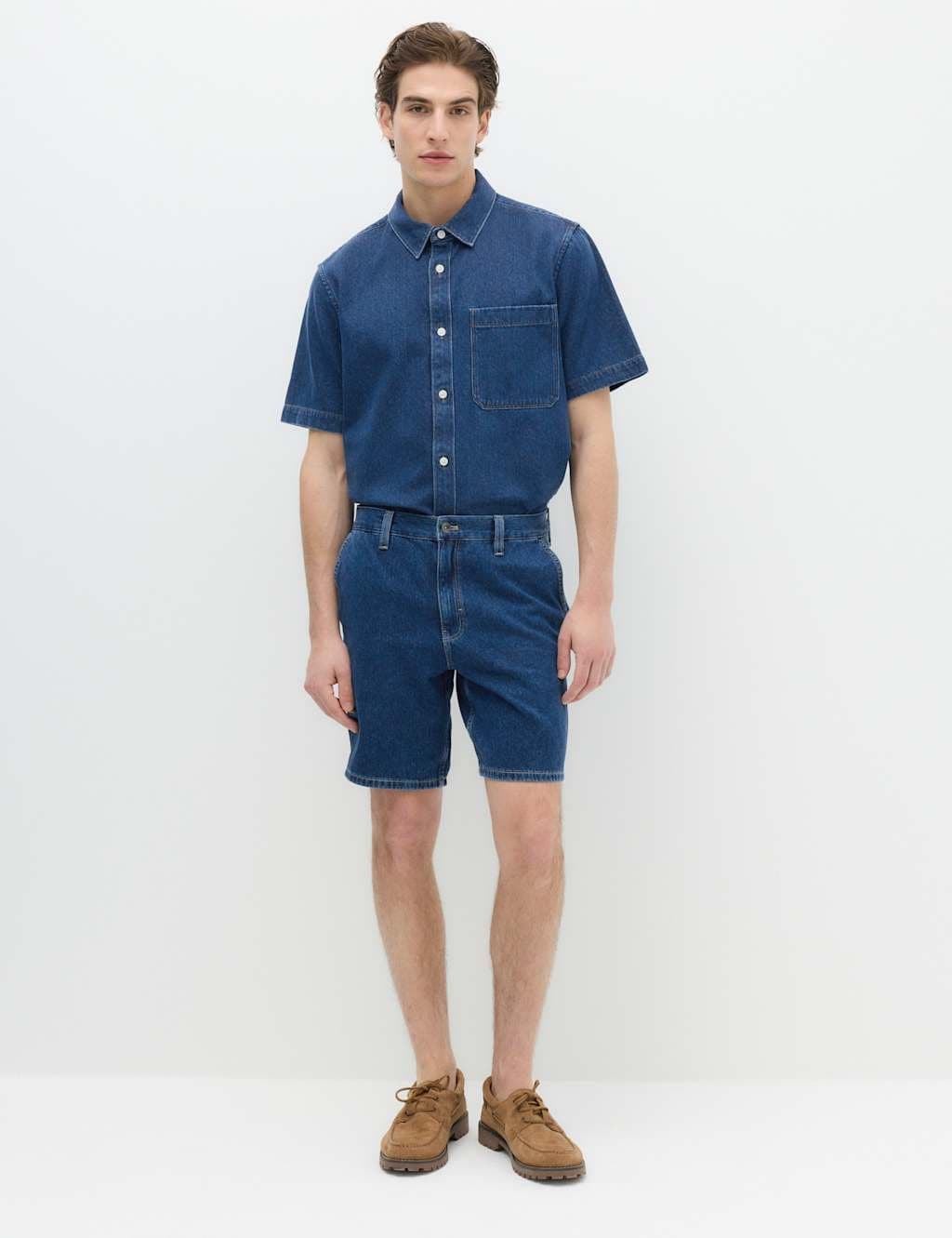 Marks & Spencer M&S Pure Cotton Lightweight Denim Shorts Medium Blue