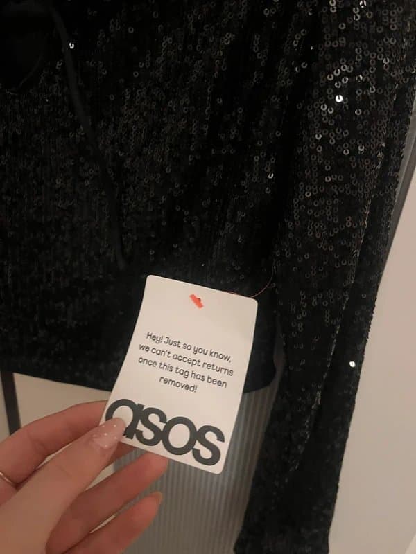ASOS Sequin long sleeve top with keyhole hole bow