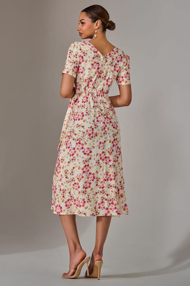 Jolie Moi Jolie Moi Women's Wrap Midi Dress in Light Pink - 2
