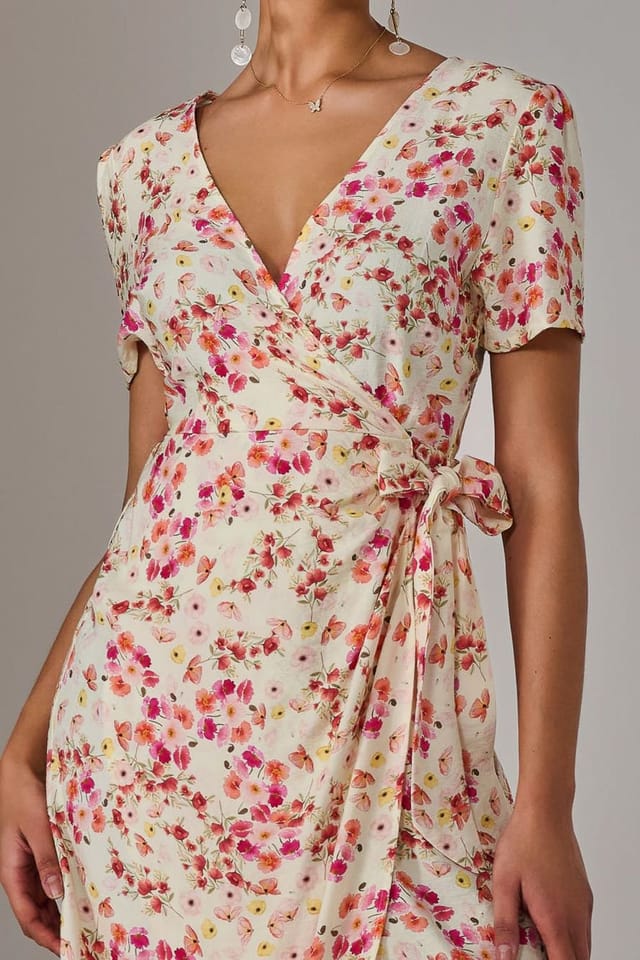 Jolie Moi Jolie Moi Women's Wrap Midi Dress in Light Pink - 3