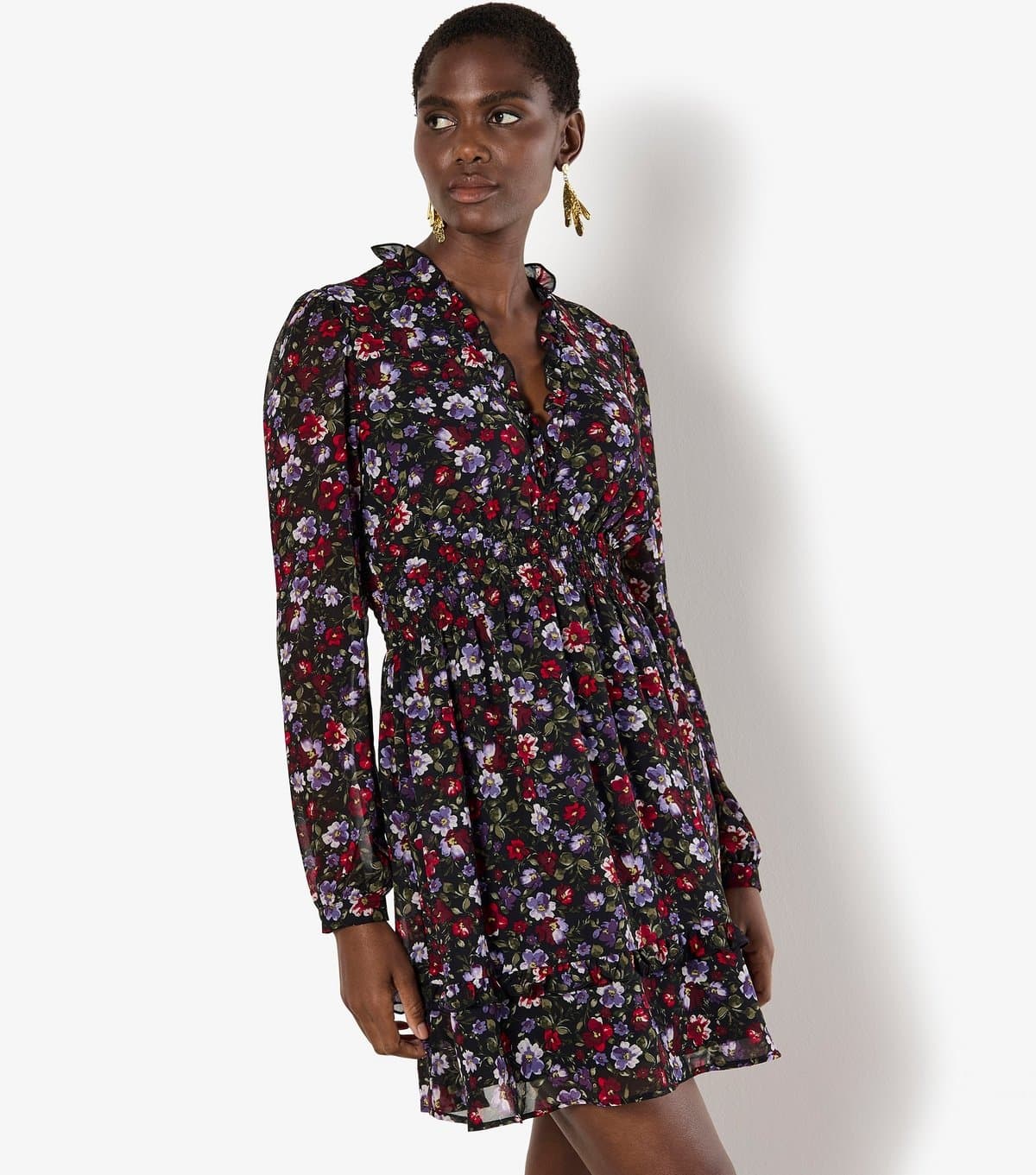 Apricot Women's Red Floral Print Chiffon Dress Apricot New Look