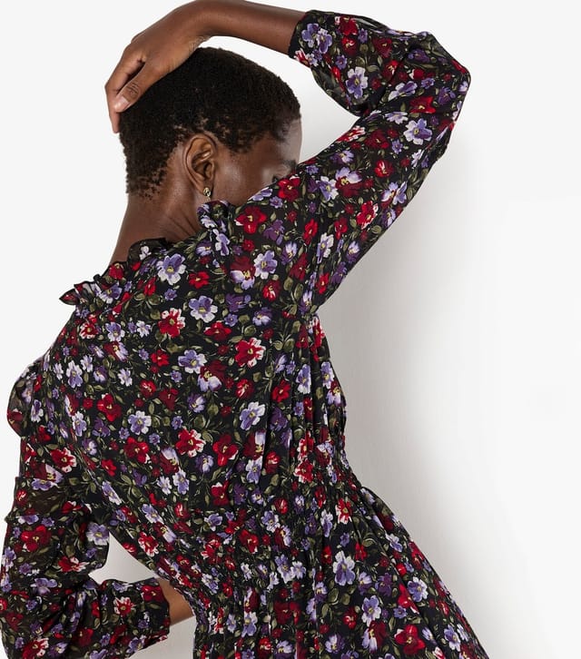 Apricot Women's Red Floral Print Chiffon Dress Apricot New Look - 3