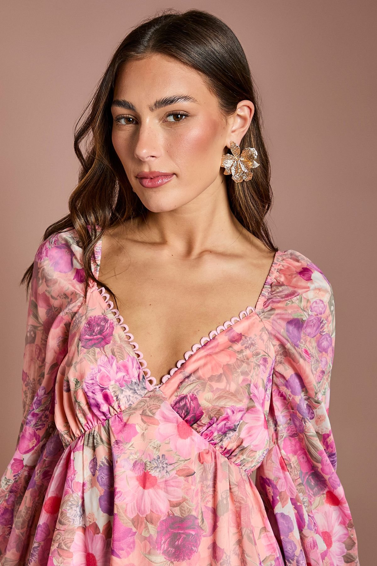 Coast Coast Women's Printed Blouson Midi Dress in Pink - 4