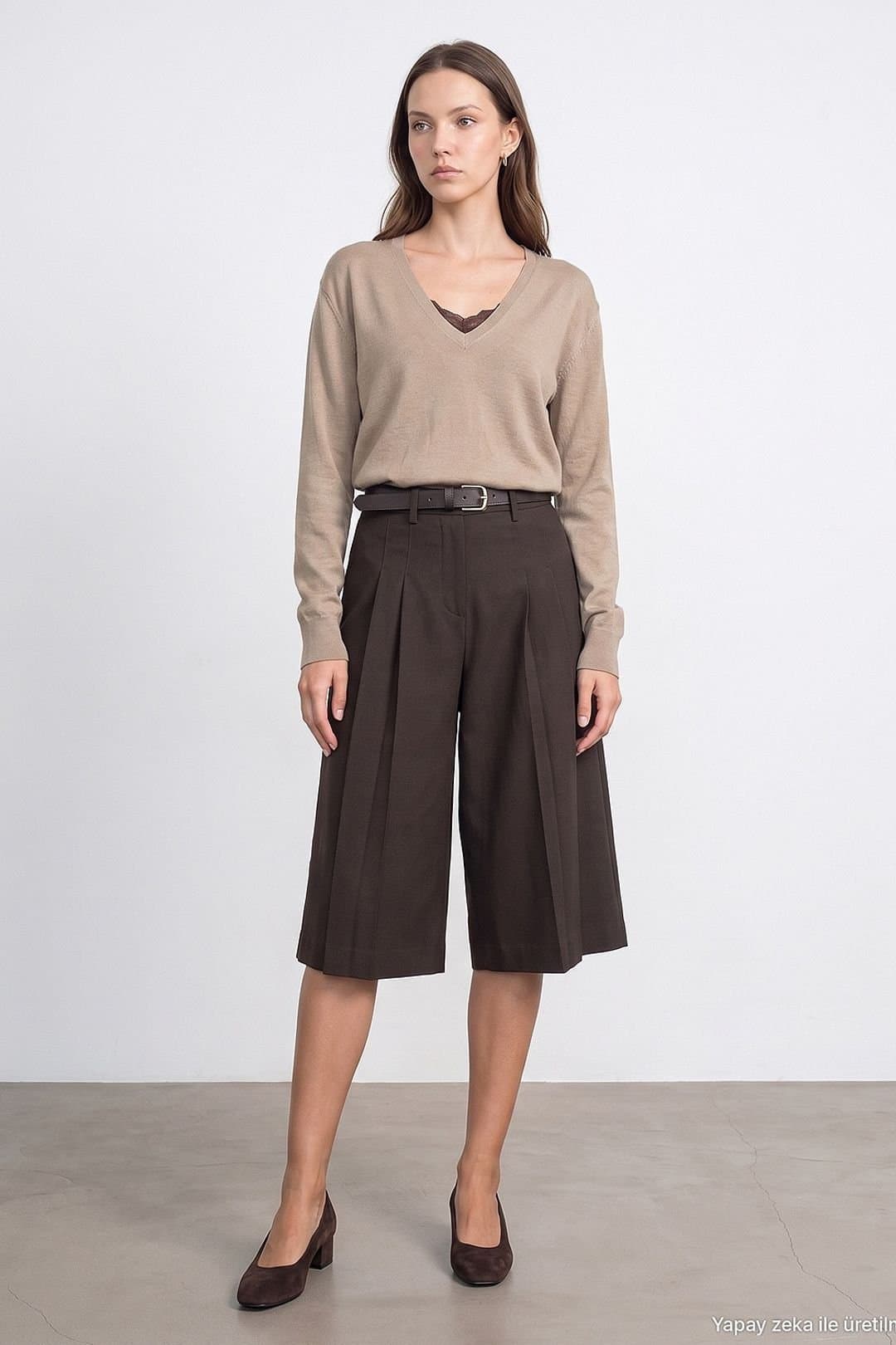 Dilvin Dilvin Women's Tailored Shorts in Dark Brown