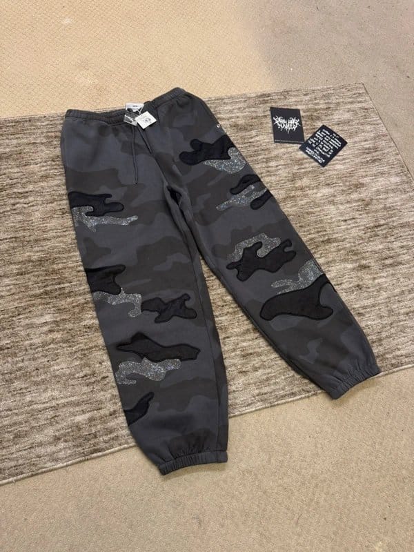 Named Collective Black Camo Rhinestone Sweatpants Size Large