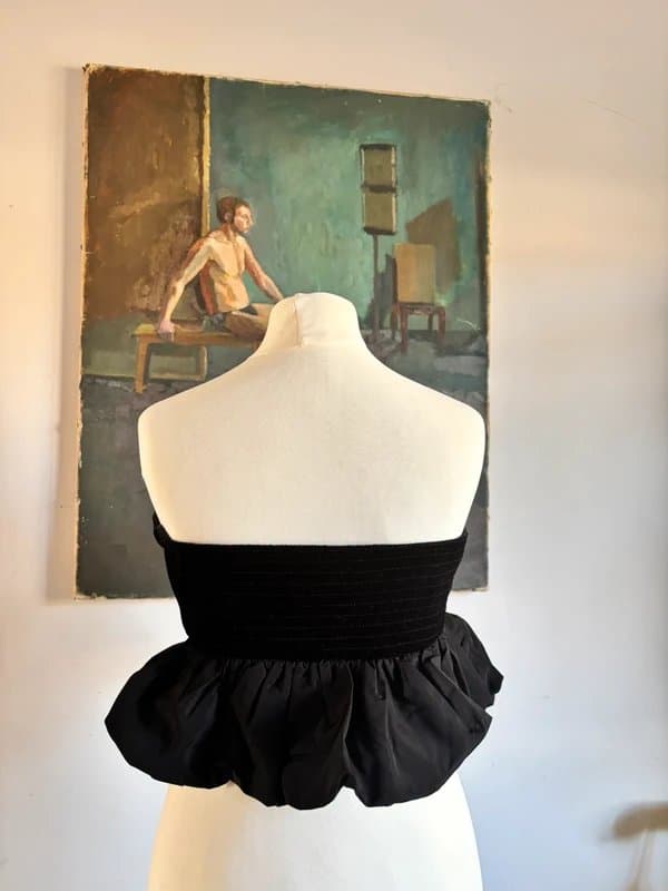 Bershka Bustier - cropped, bandeau, velvet, puff ball