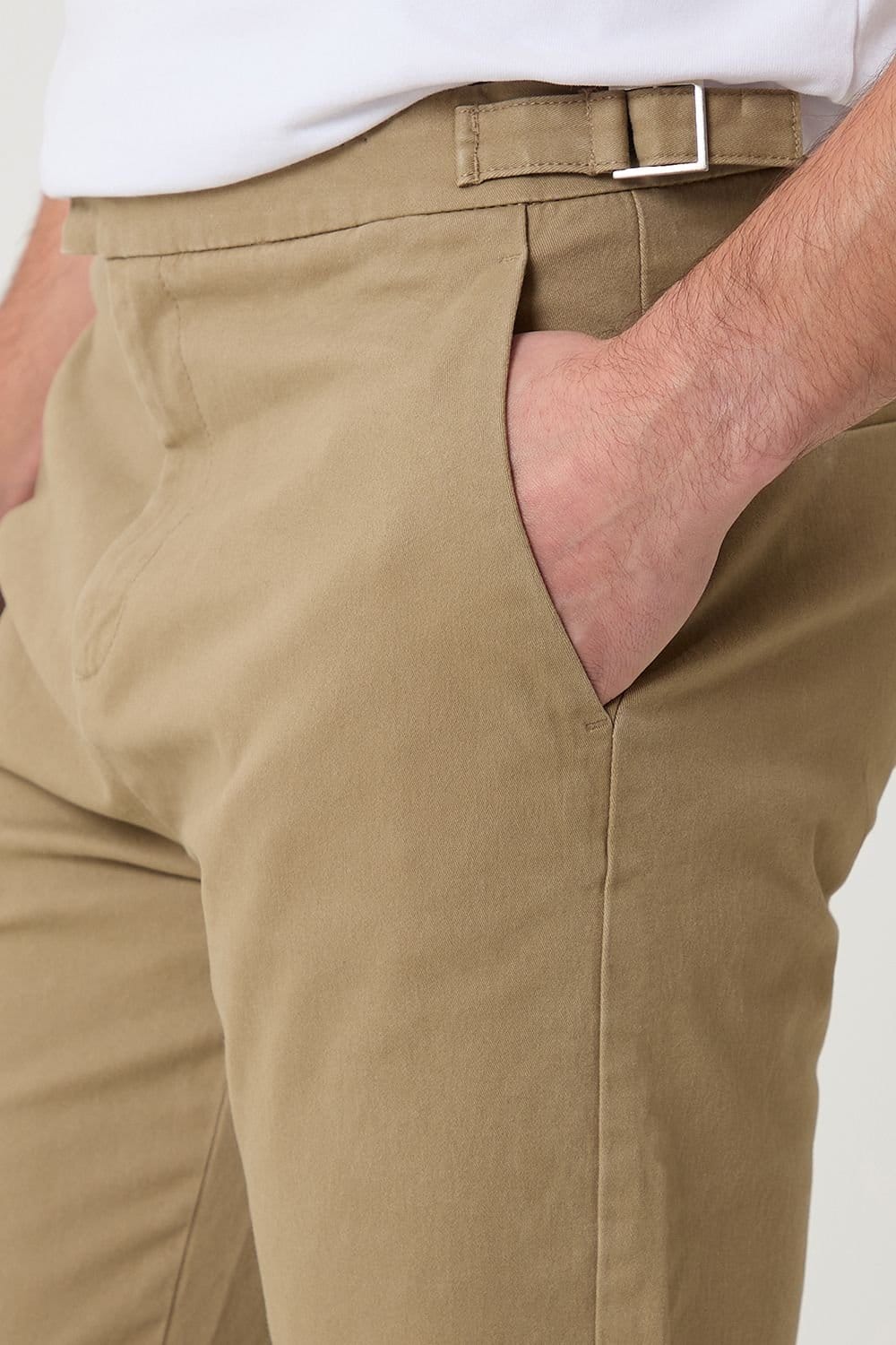 Threadbare Threadbare Men's Cotton Slim Fit Trousers With Stretch in Stone - 4