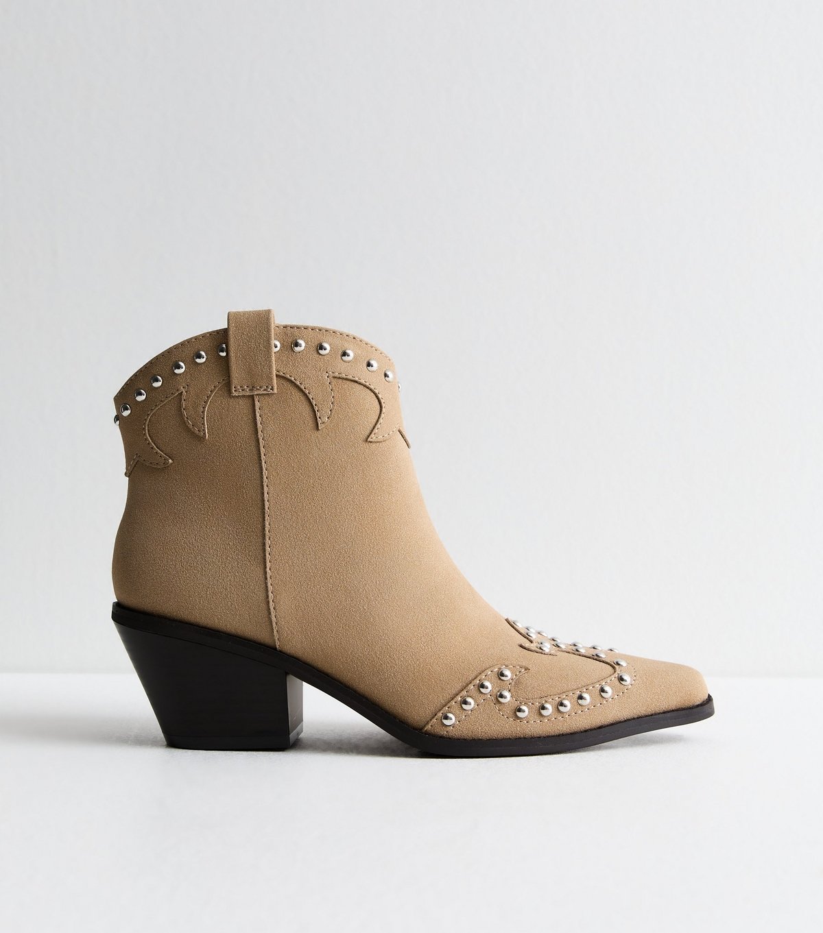 New Look Women's Tan Studded Western Ankle Boots Vegan New Look - 3