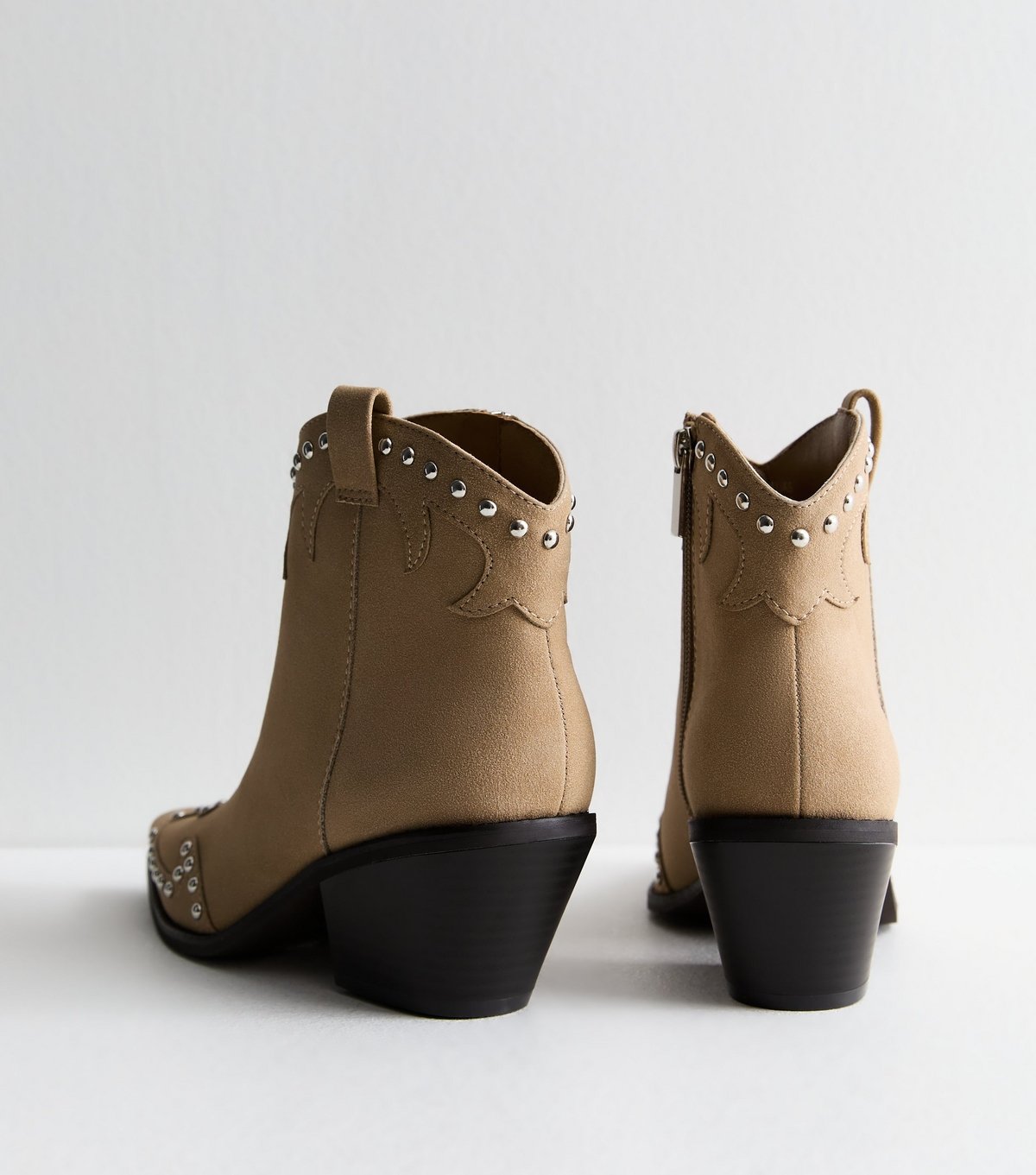 New Look Women's Tan Studded Western Ankle Boots Vegan New Look - 4