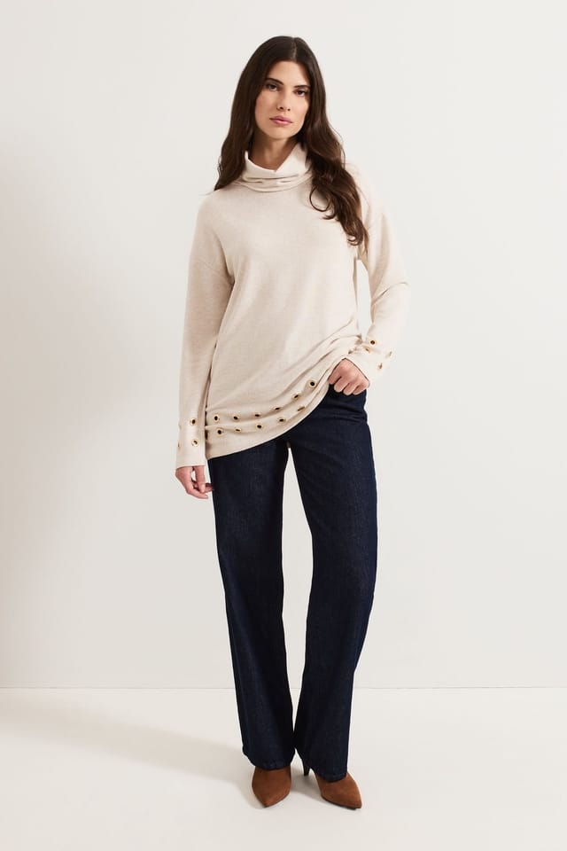 Phase Eight Phase Eight Women's Jennie Eyelet Knit Top in Light Beige - 3