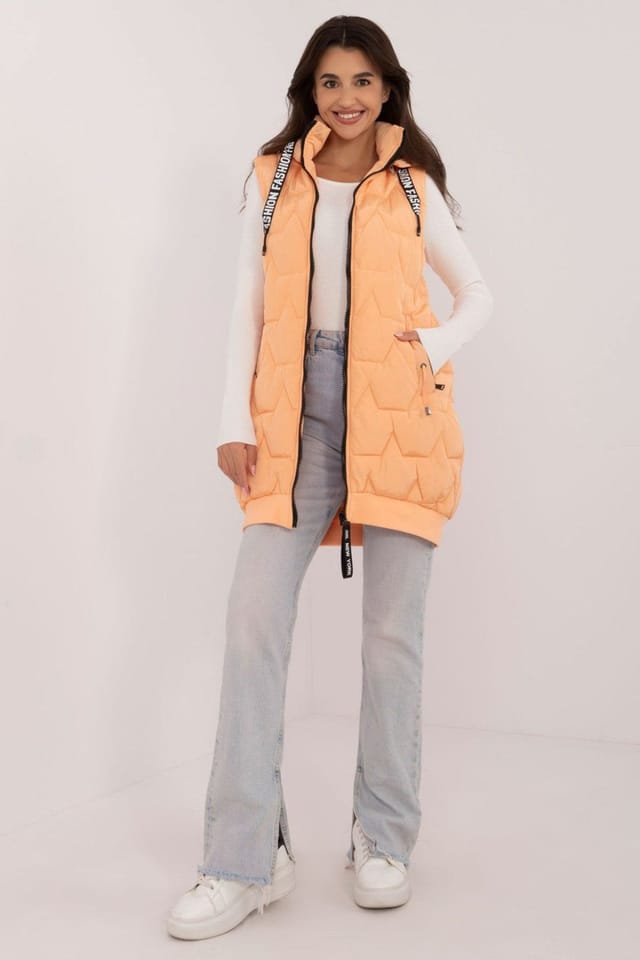 Love Lace Love Lace Women's Quilted Zip Vest with Detachable Hood in Orange - 2