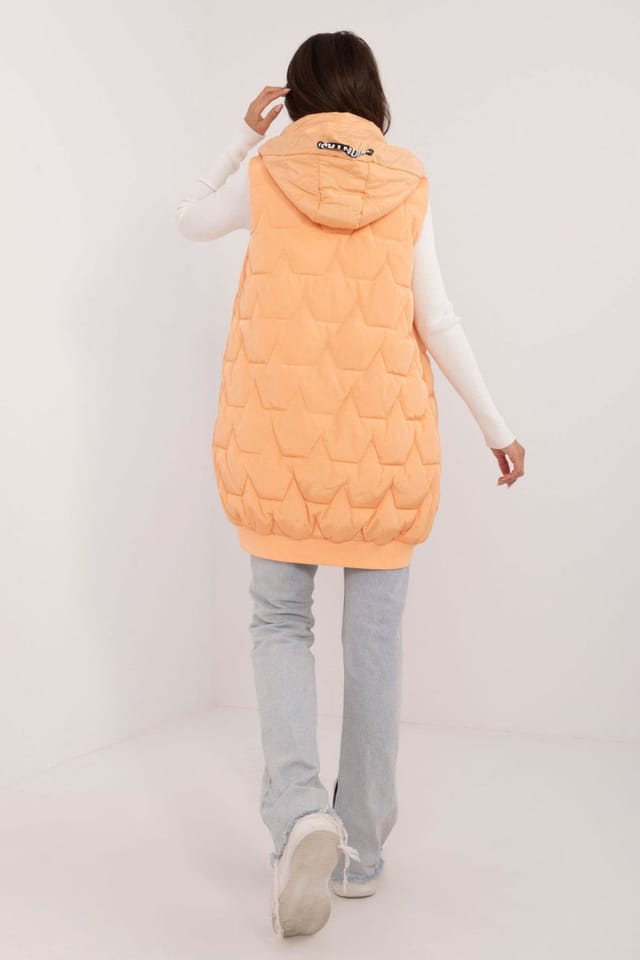 Love Lace Love Lace Women's Quilted Zip Vest with Detachable Hood in Orange - 3