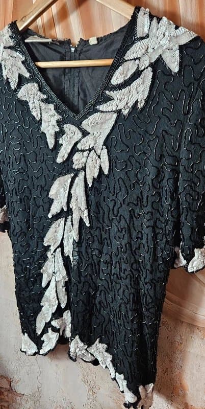 Frank Usher Vintage 80s Silk beaded embellished top M