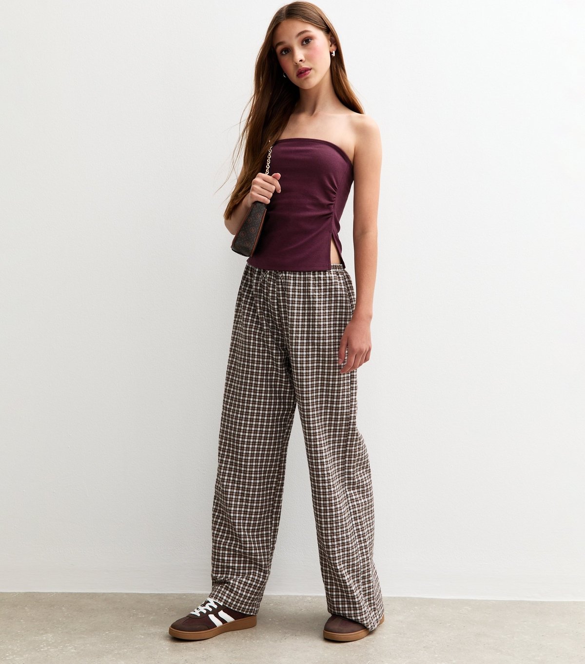 New Look Girls' Dark Burgundy Ruched Side Bandeau Top New Look - 3