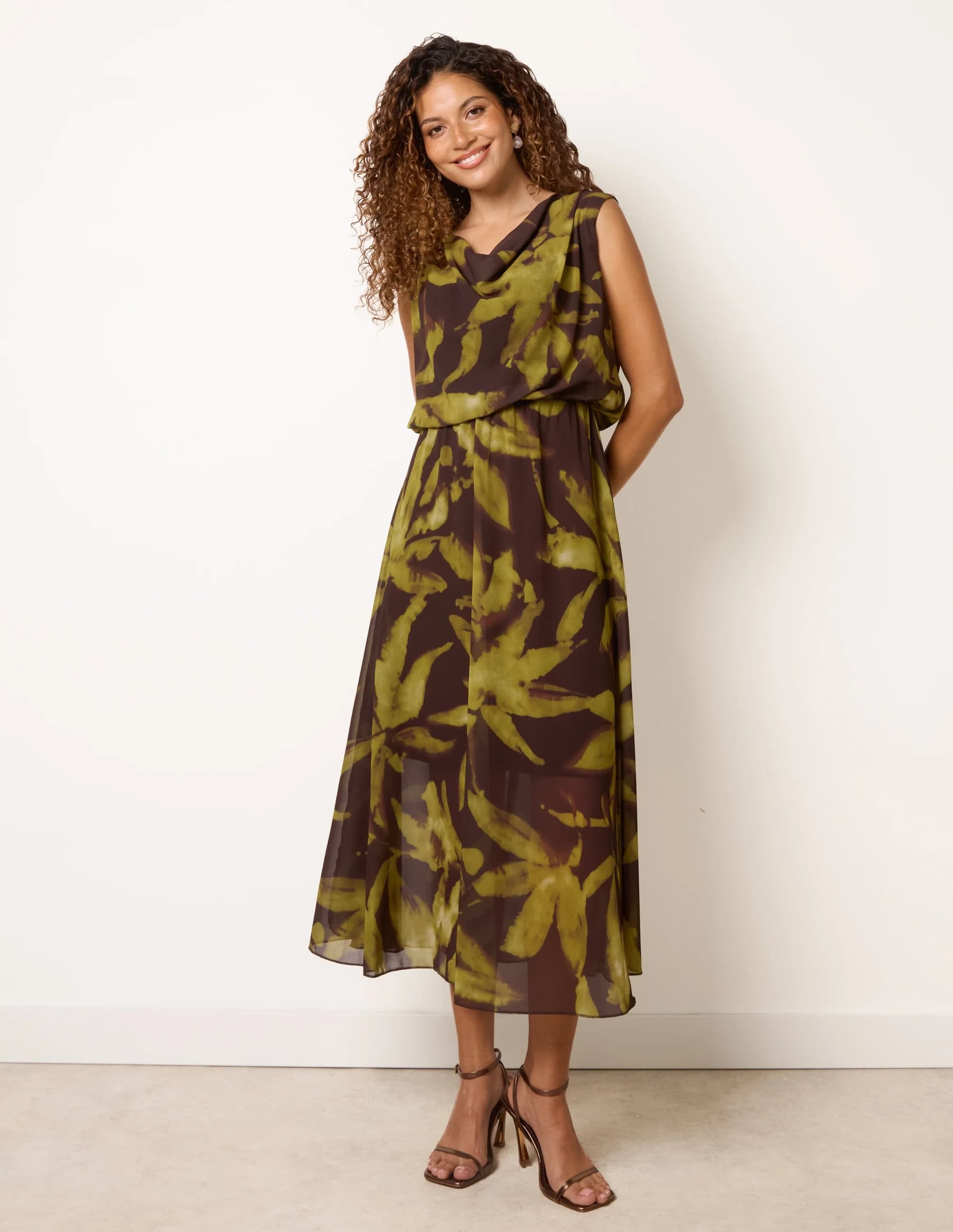Blue Vanilla Sleeveless Cowl Neck Dress