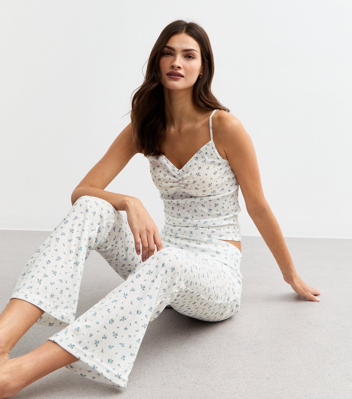 New Look Women's White Ditsy Print Foldover Waist Cami Set New Look - 4